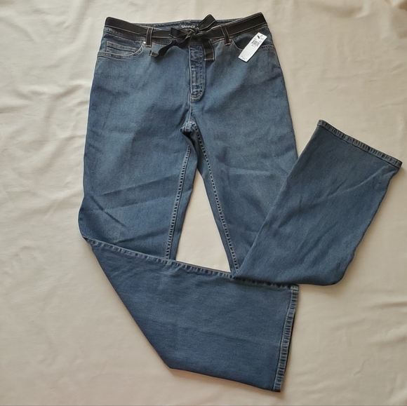 NWT Tahari Indigo Straight Leg, Medium Rise Ribbon Waist Jeans Size 12 M8DU2204 - Picture 12 of 12